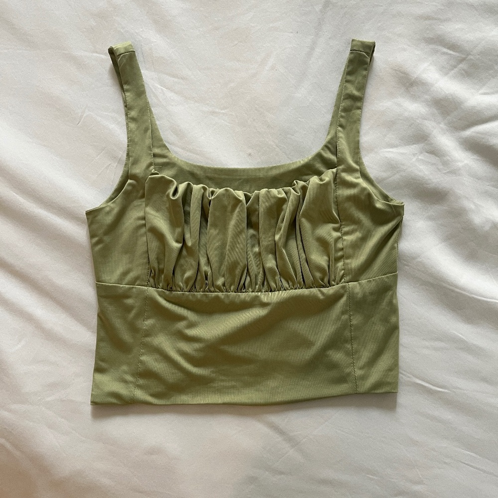 Y2k Green Ruched Bust Crop Top